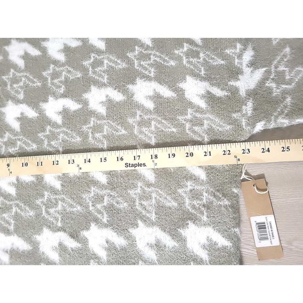 Dreamers by Debut Womens L New Houndstooth Pullover Sweater- Sage‎ Green White - Picture 6 of 9